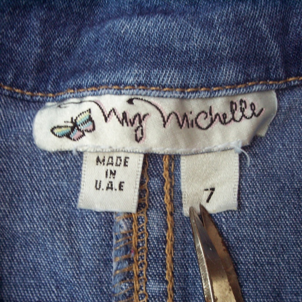 My Michelle Dress Sz 7 Girl Blue Faded Denim Patch - Picture 4 of 4